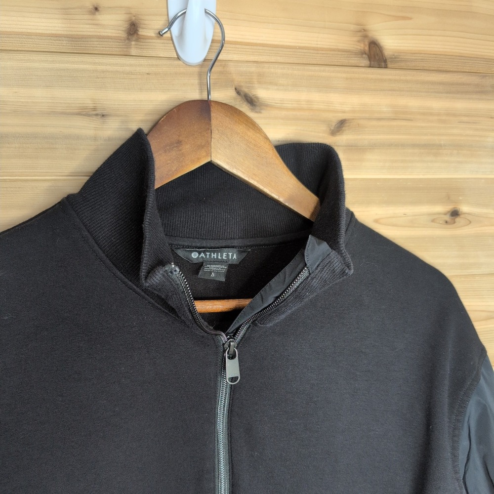 Athleta Triumph Hybrid Half Zip Sweatshirt Pullover Black Womens Large 532520 - Picture 2 of 11